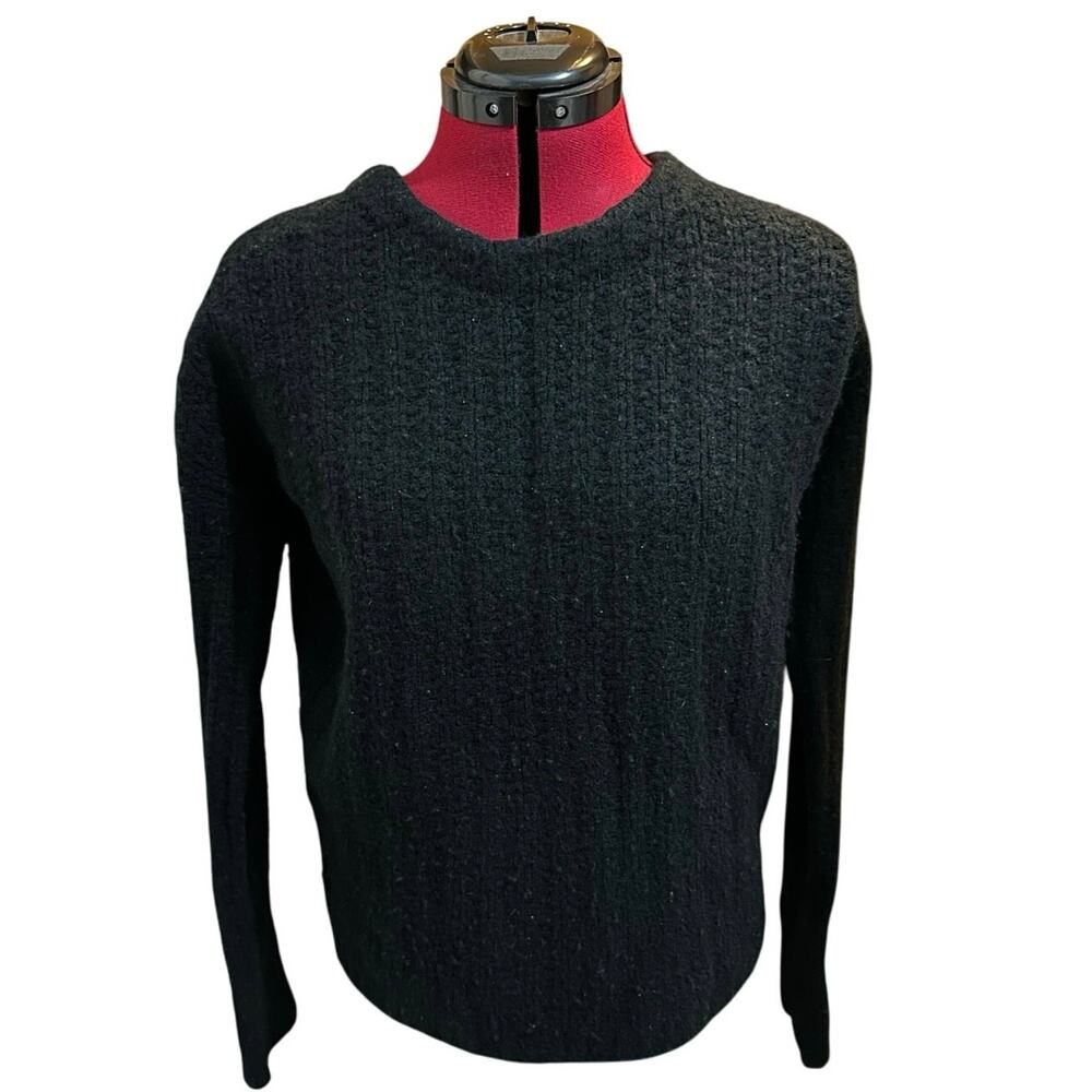 Gap Alpaca Wool Blend Crew Neck Chunky Knit Women's Sweater Black Pullover Sz S